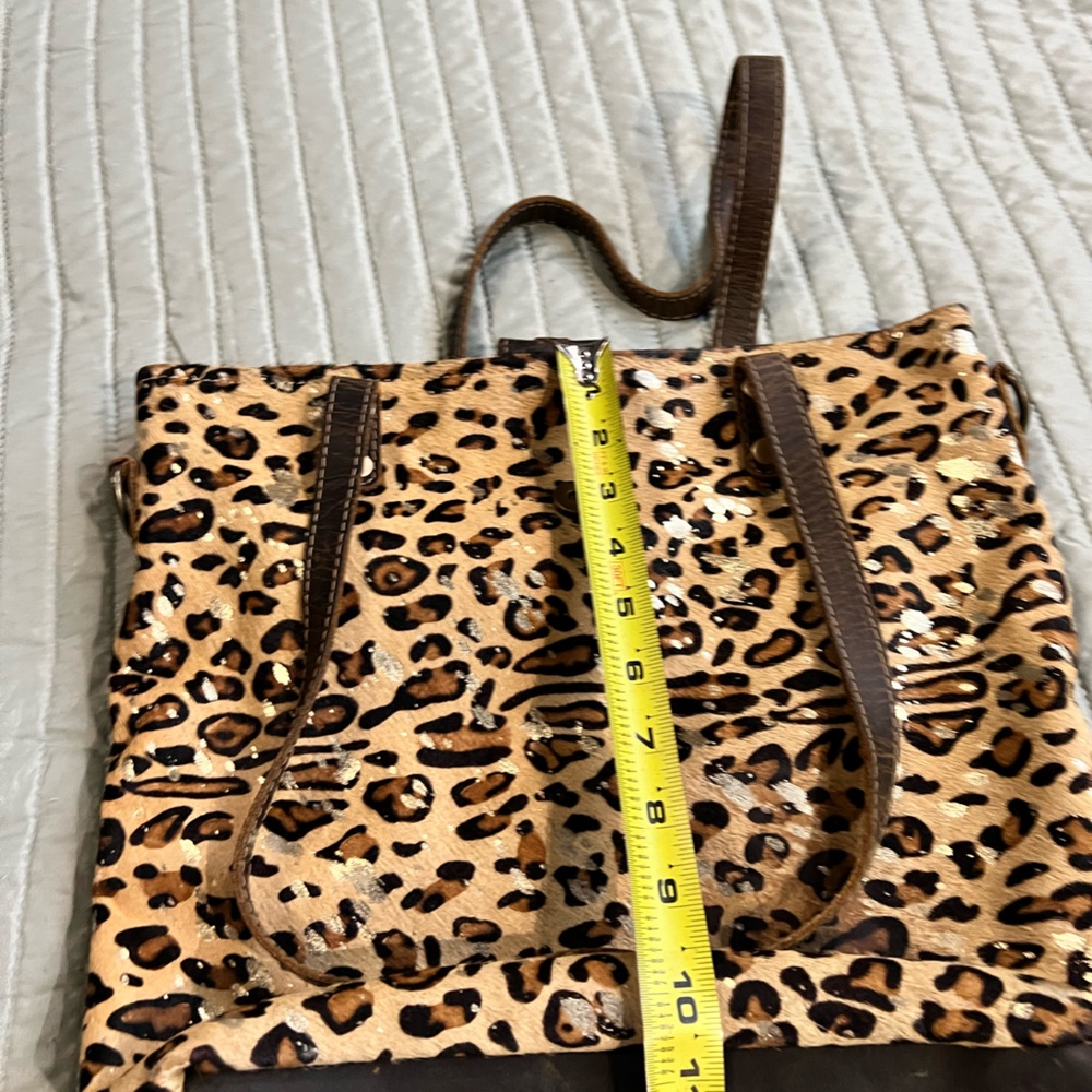 MYRA Leopard Print Tote Bag with Brown Handles